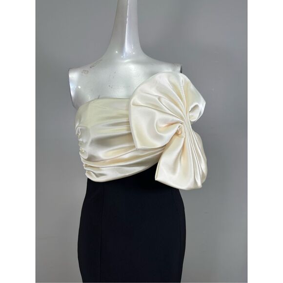 Ronny Kobo Kane Satin Bow Column Cocktail Dress Medium $698 - Picture 5 of 11